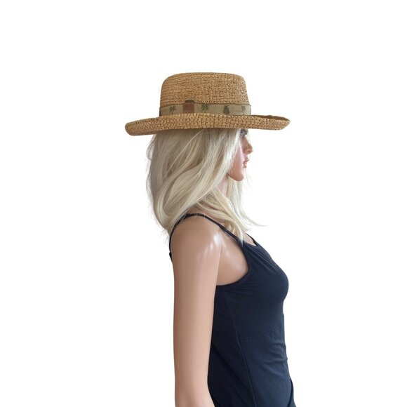 SCALA Wide Brim Straw Raffia Safari Hat S/M Unisex Palm Trees Pineapple Hat - Picture 6 of 15